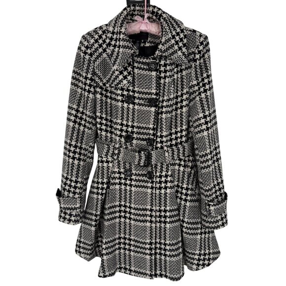 Vintage 90s Y2K Victorias Secret Black White Houndstooth Double Breasted Peacoat - Picture 15 of 16